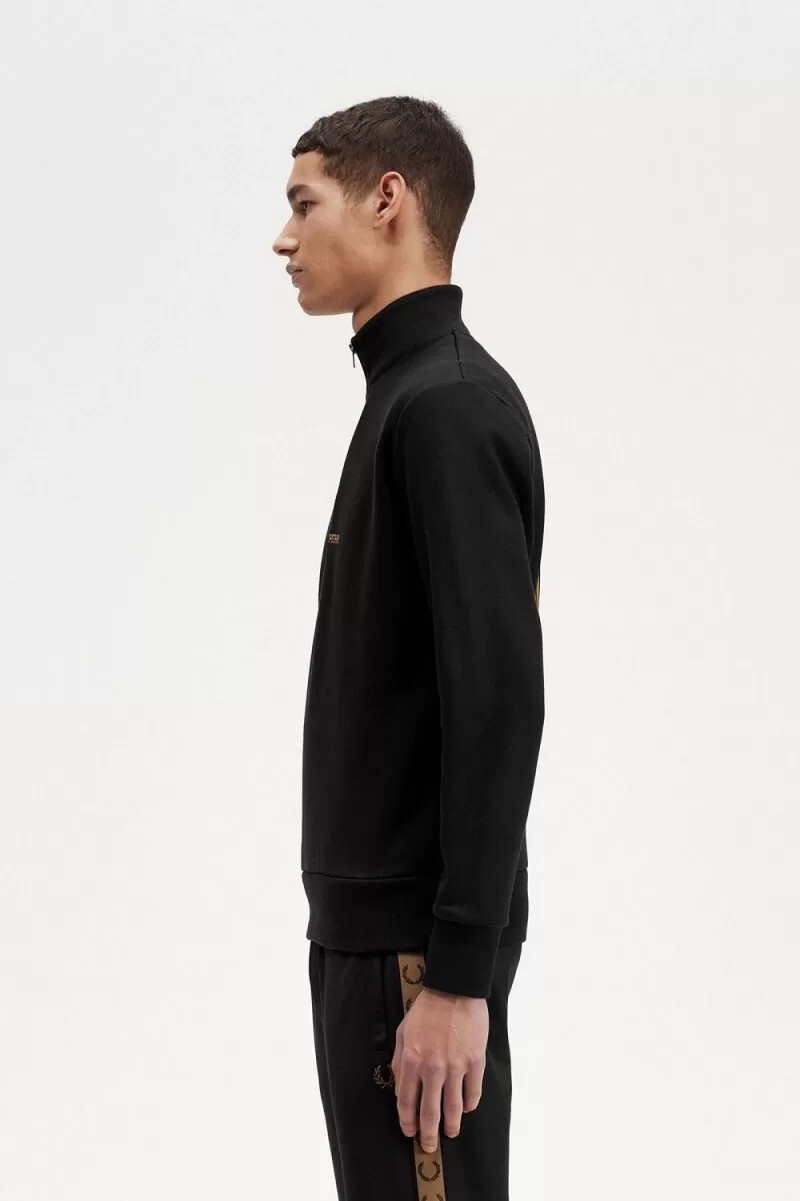 fred perry double graphic half zip mens sweatshirts black