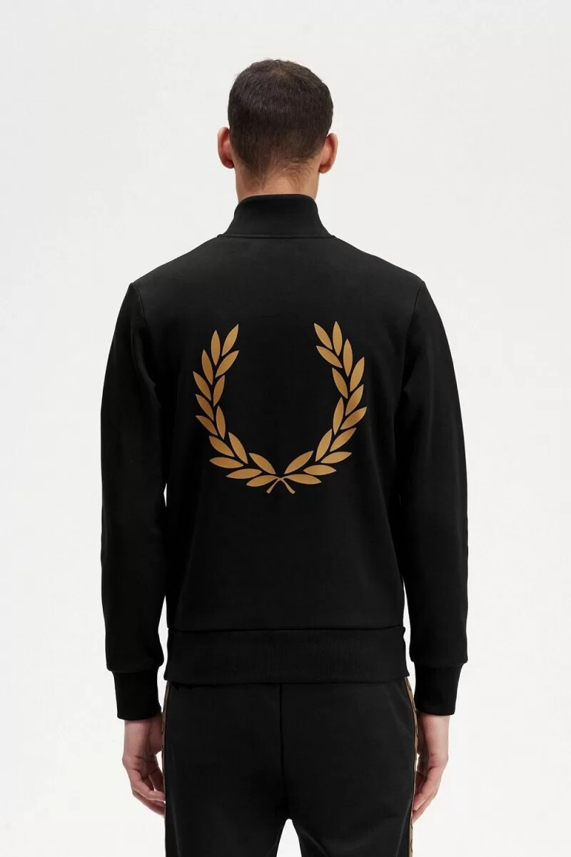 fred perry double graphic half zip mens sweatshirts black