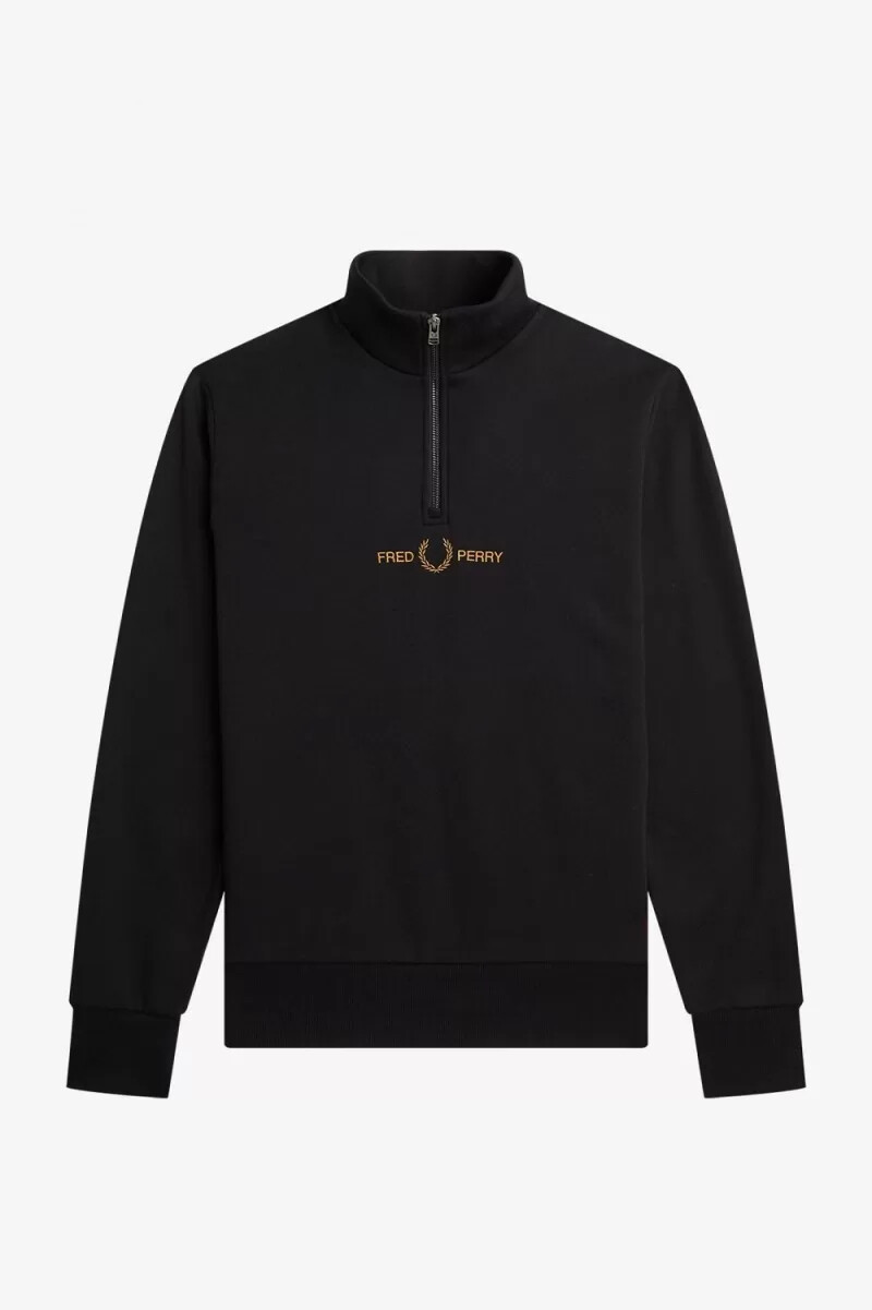 fred perry double graphic half zip mens sweatshirts black