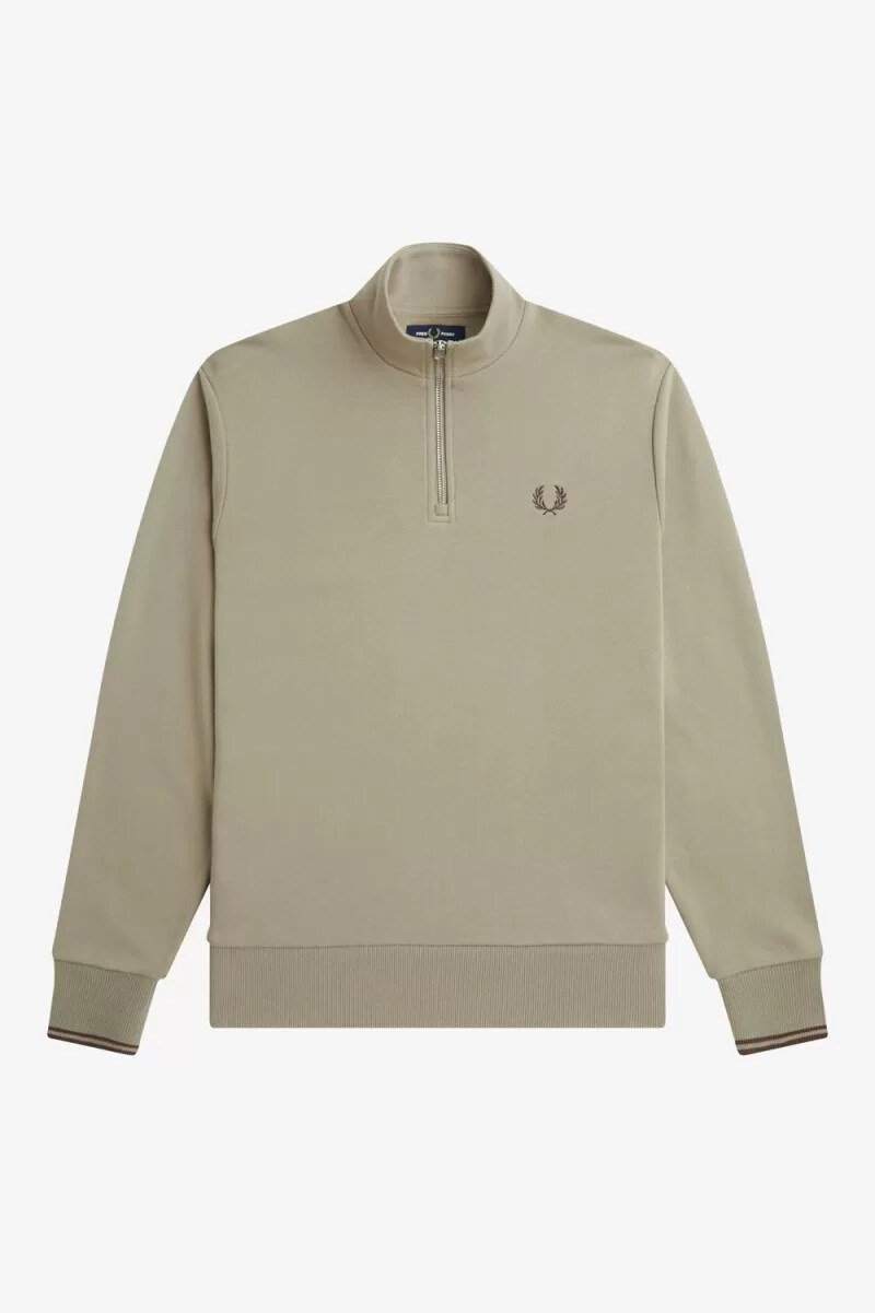 fred perry half zip mens sweatshirts warm grey dark red