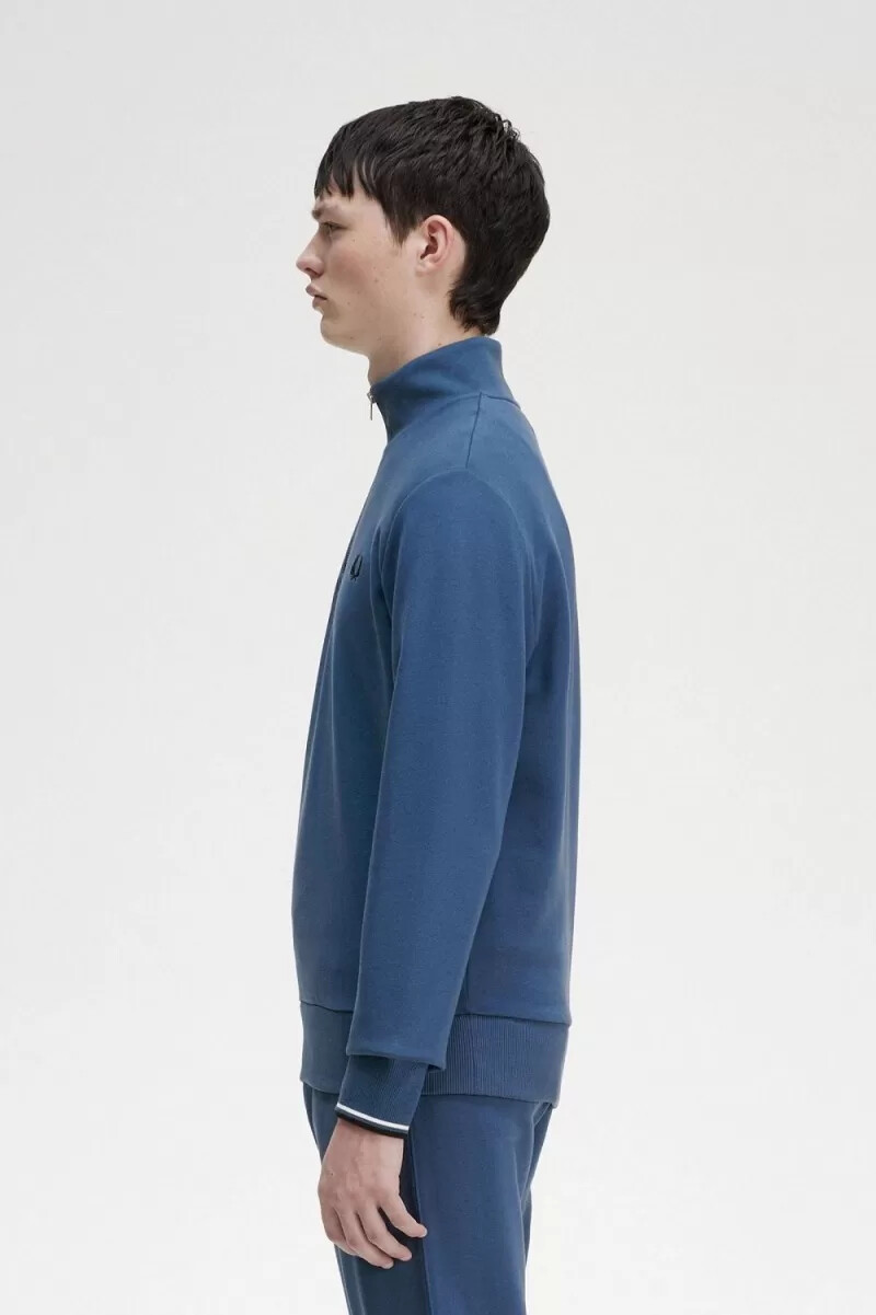 fred perry half zip mens sweatshirts midnight blue
