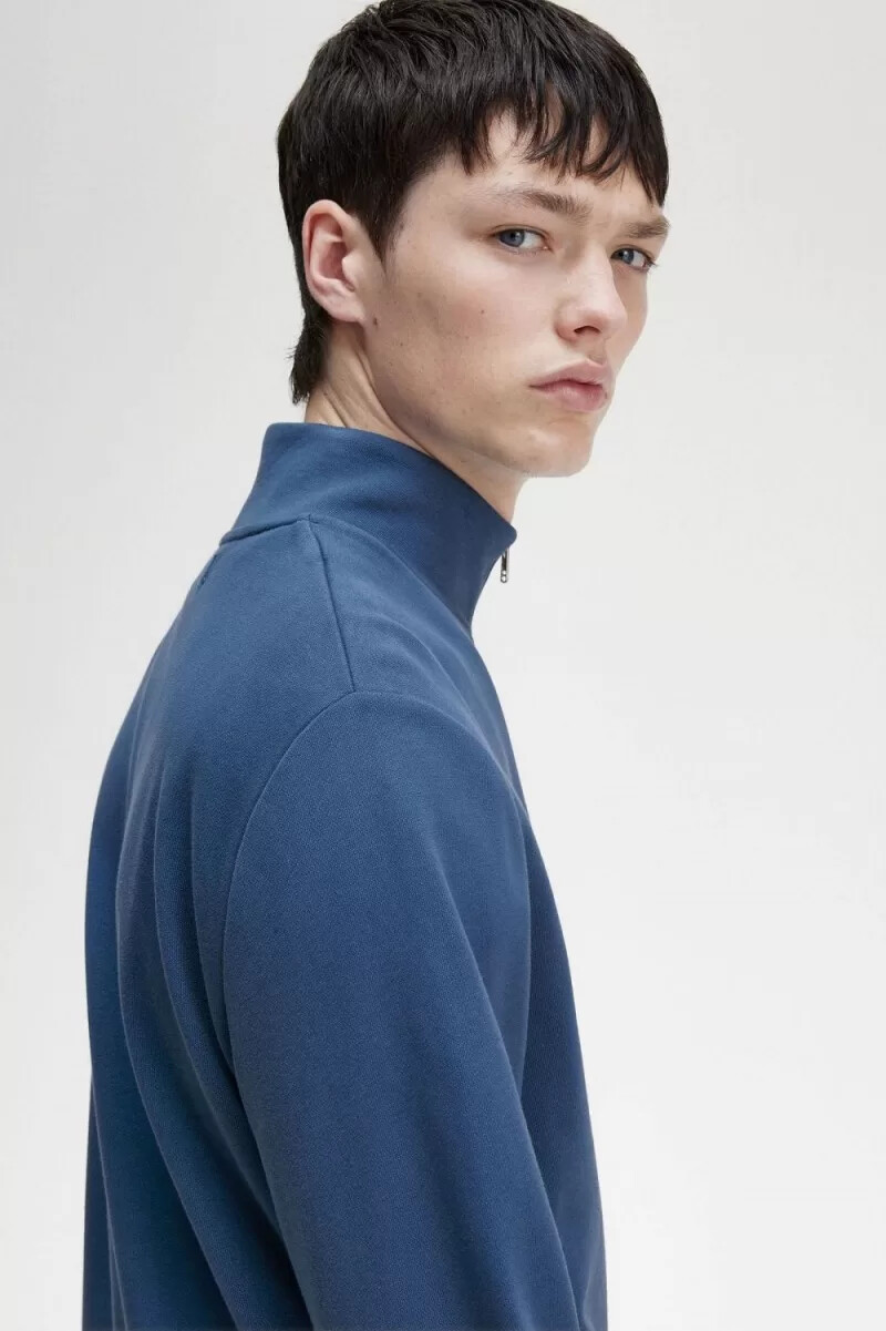 fred perry half zip mens sweatshirts midnight blue