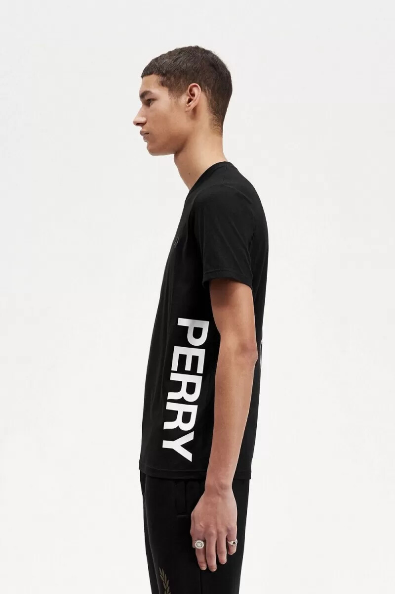 fred perry graphic branding mens t-shirt black