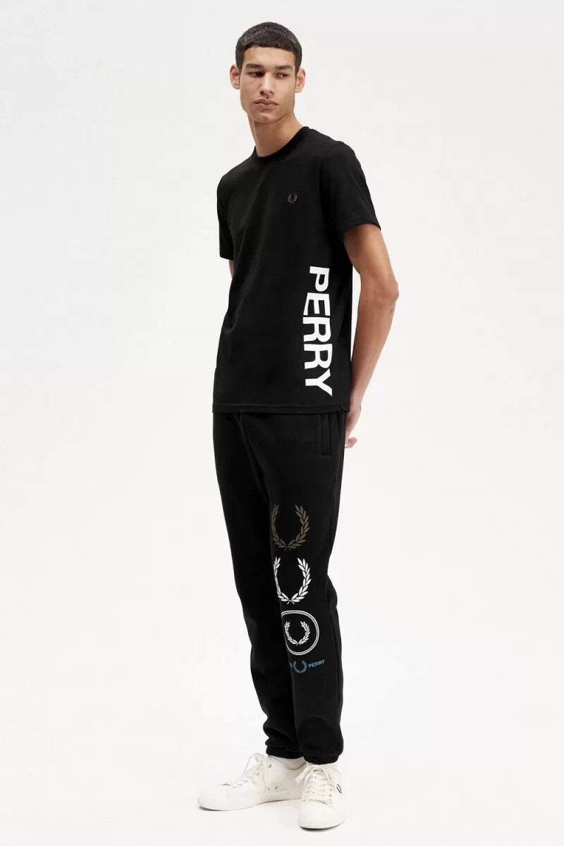 fred perry graphic branding mens t-shirt black