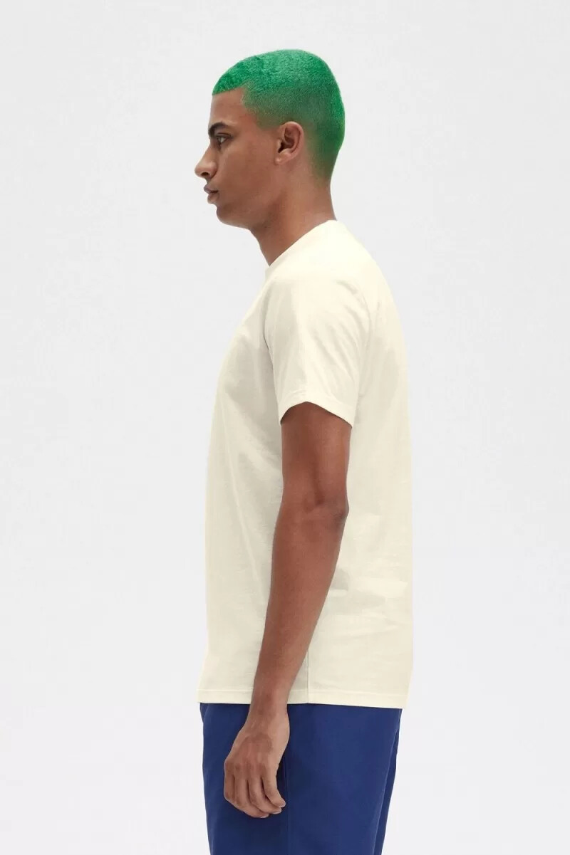 fred perry embroidered mens t-shirt beige