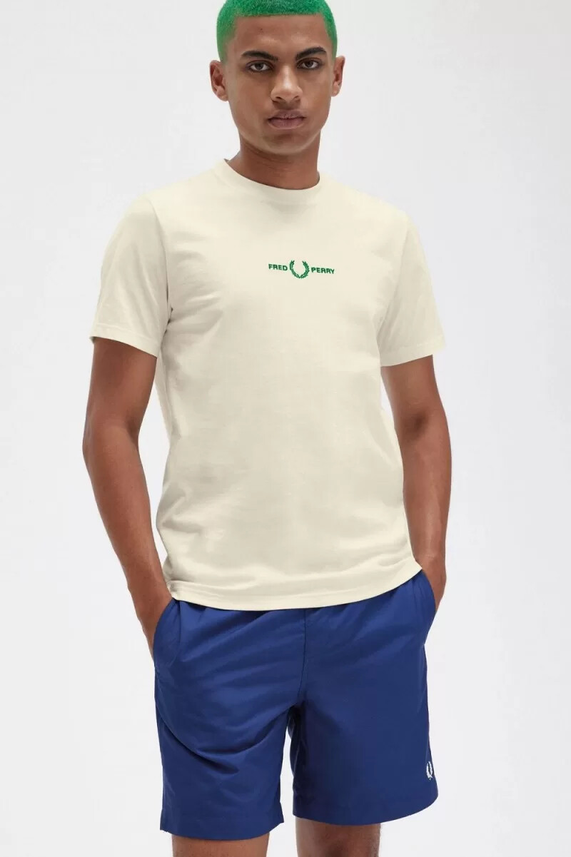 fred perry embroidered mens t-shirt beige