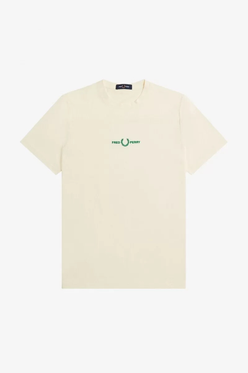 fred perry embroidered mens t-shirt beige