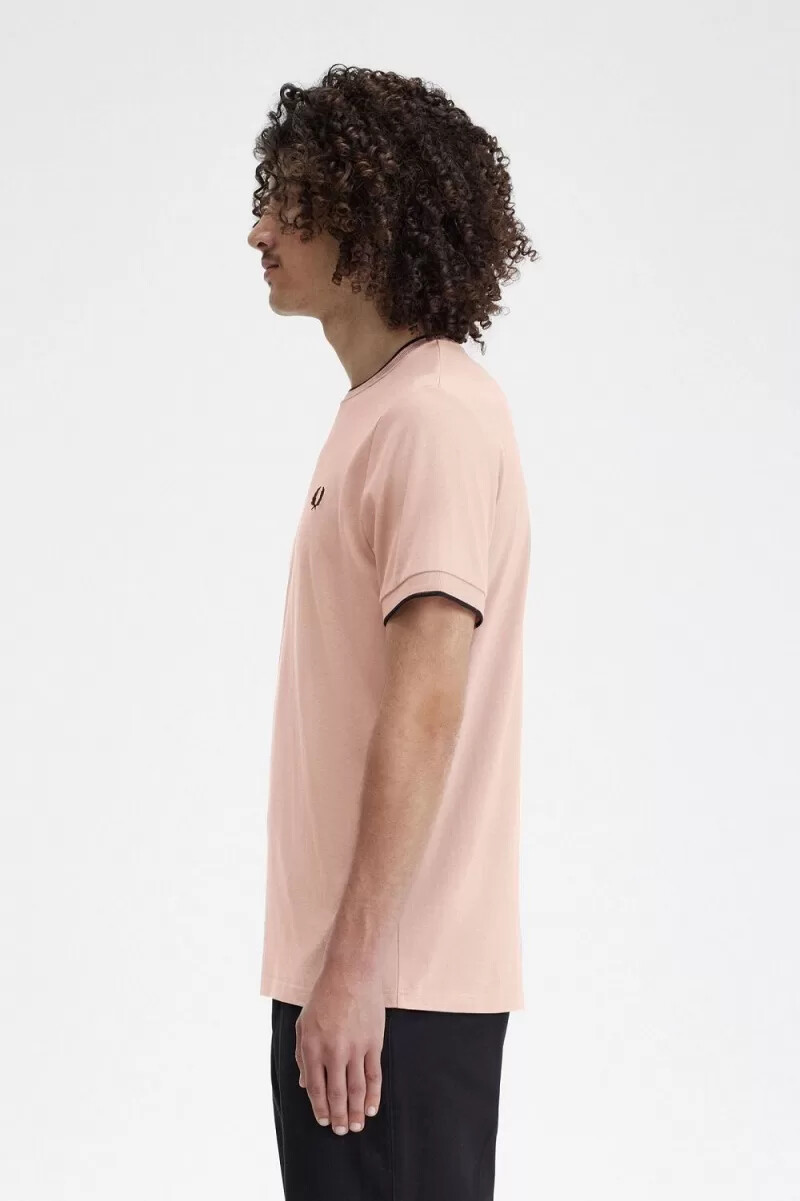 fred perry twin tipped mens t-shirt dark pink dusty rose black