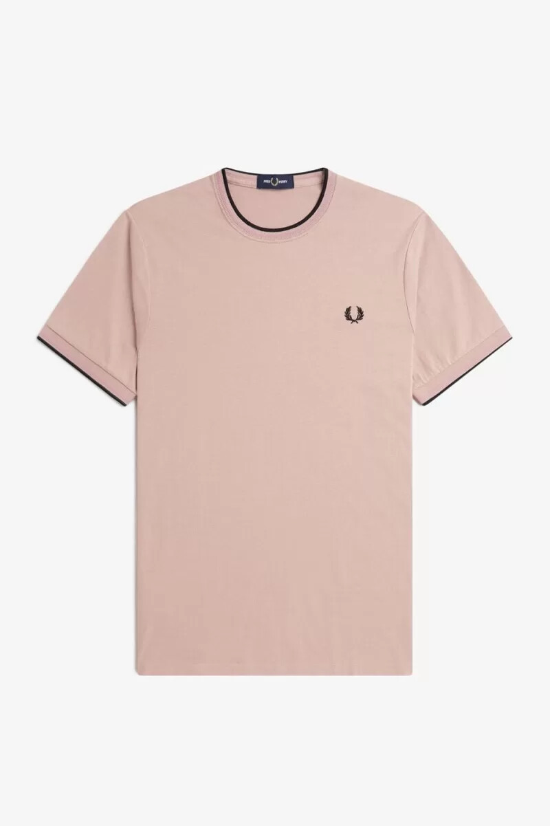 fred perry twin tipped mens t-shirt dark pink dusty rose black