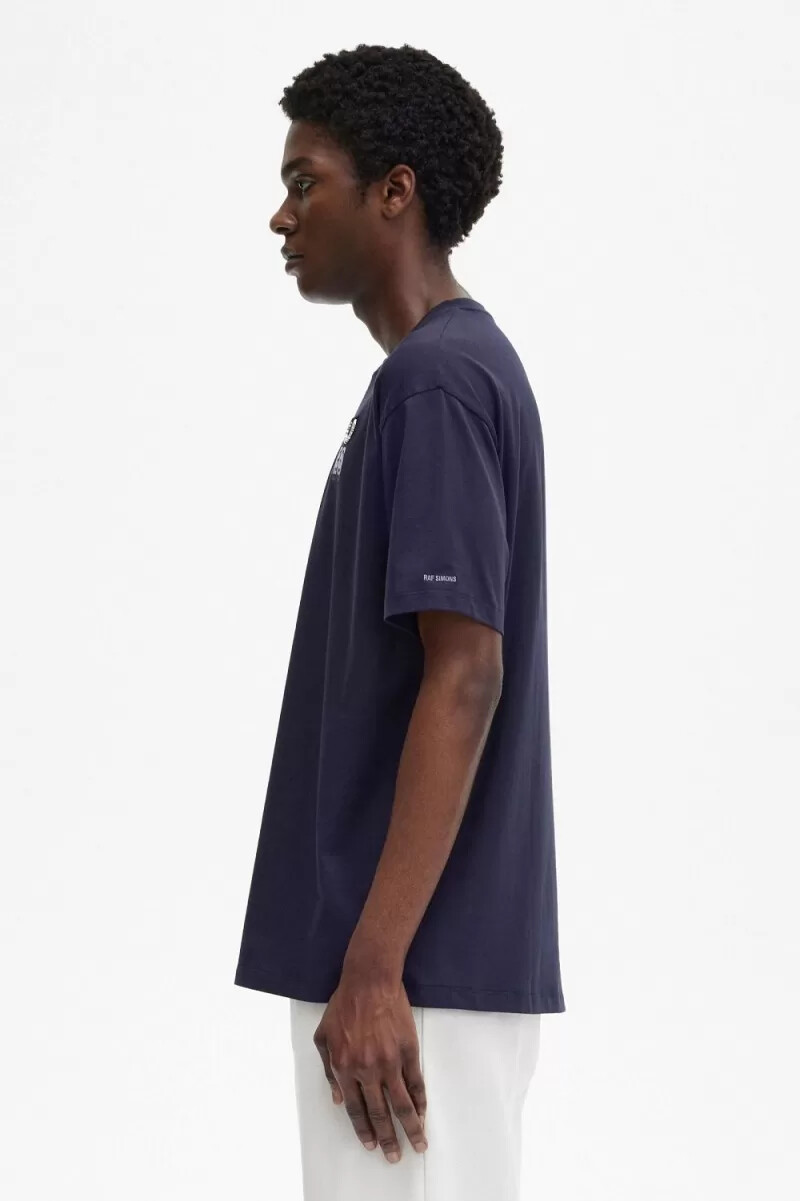 fred perry printed mens t-shirt navy blue