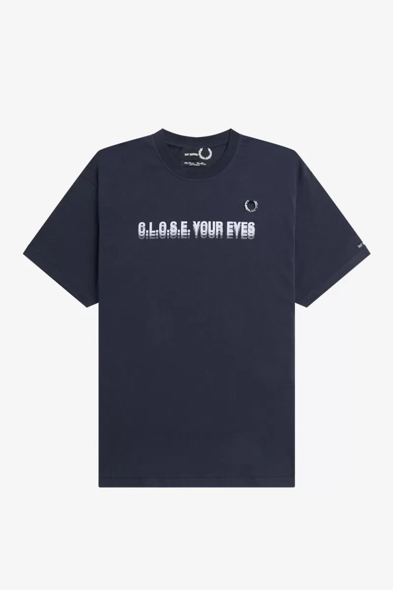 fred perry printed mens t-shirt navy blue
