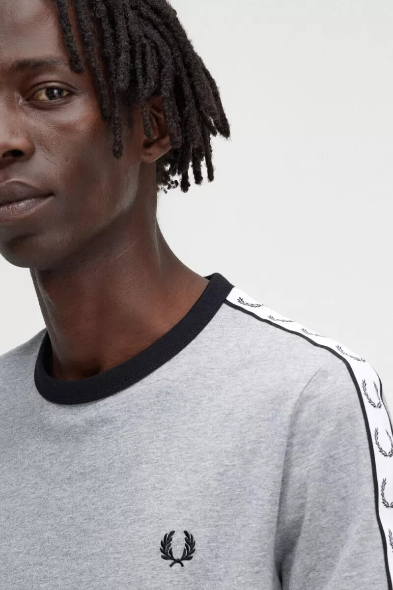 fred perry taped ringer mens t-shirt grey