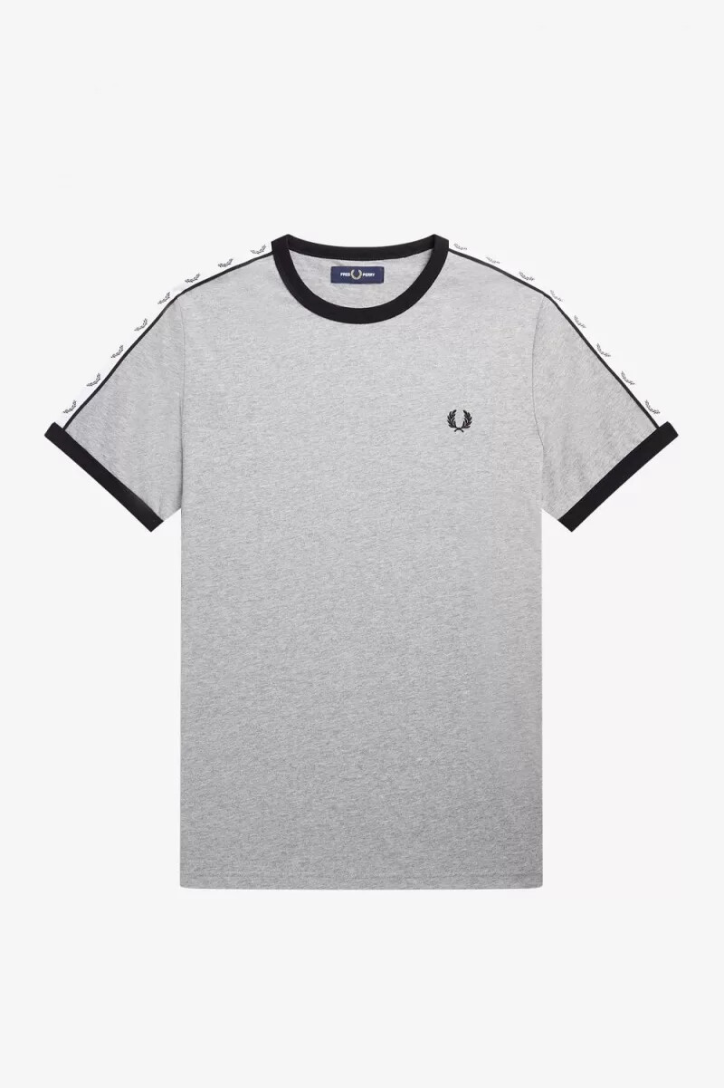 fred perry taped ringer mens t-shirt grey