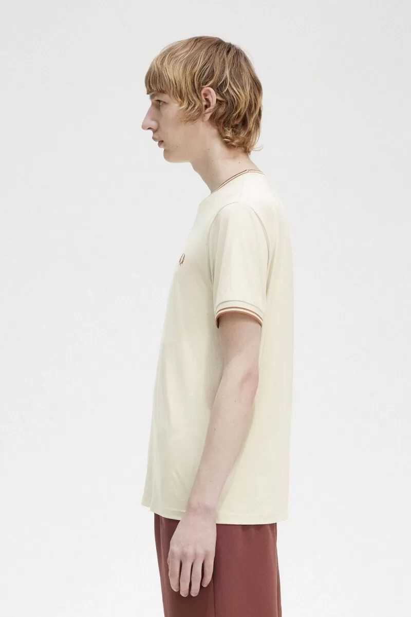 fred perry twin tipped mens t-shirt oatmeal