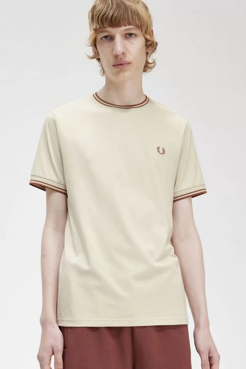 fred perry twin tipped mens t-shirt oatmeal