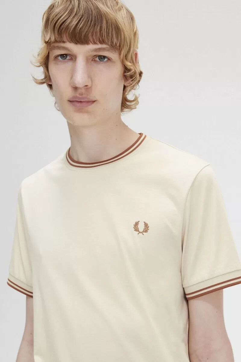 fred perry twin tipped mens t-shirt oatmeal