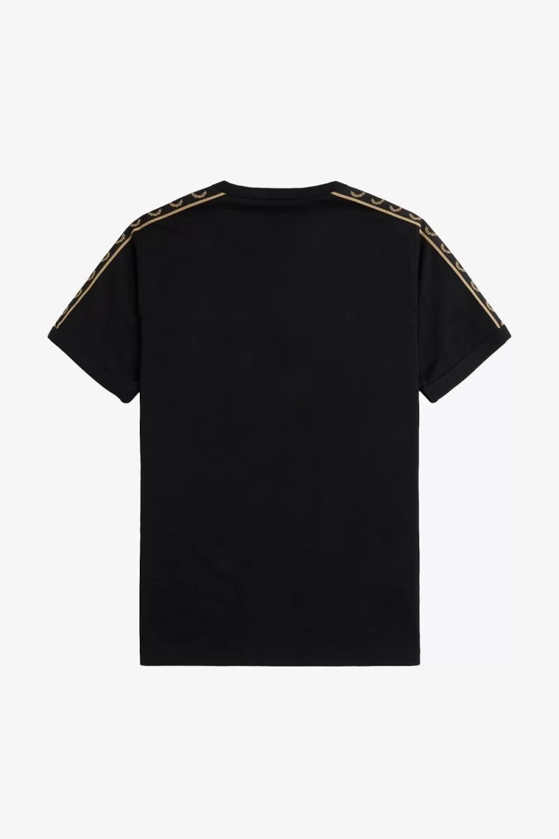 fred perry contrast tape ringer mens t-shirt black green