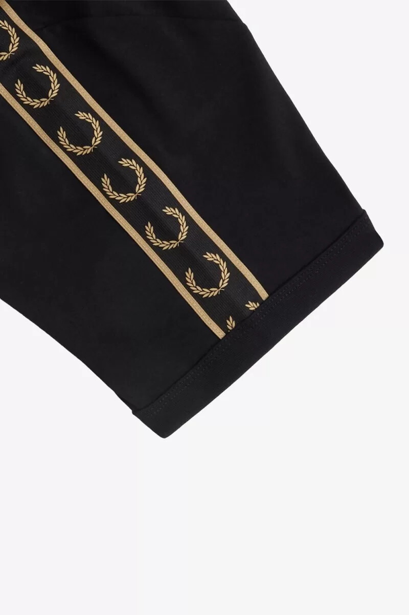 fred perry contrast tape ringer mens t-shirt black green