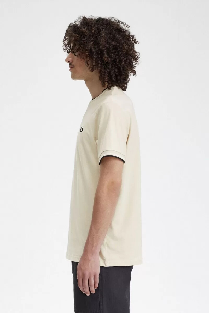 fred perry twin tipped mens t-shirt oatmeal beige black
