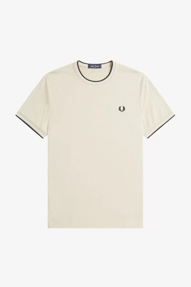fred perry twin tipped mens t-shirt oatmeal beige black