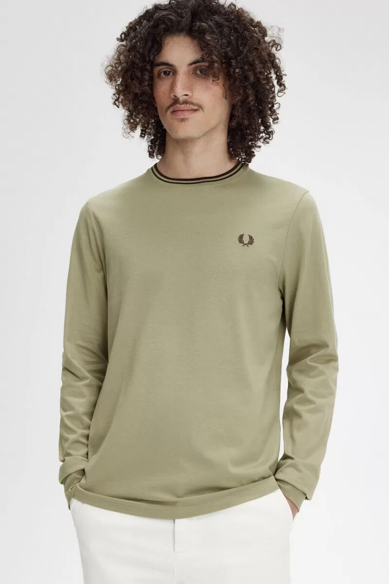 fred perry twin tipped mens t-shirt warm grey dark red