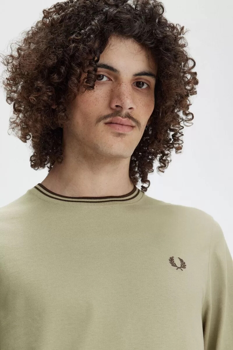 fred perry twin tipped mens t-shirt warm grey dark red