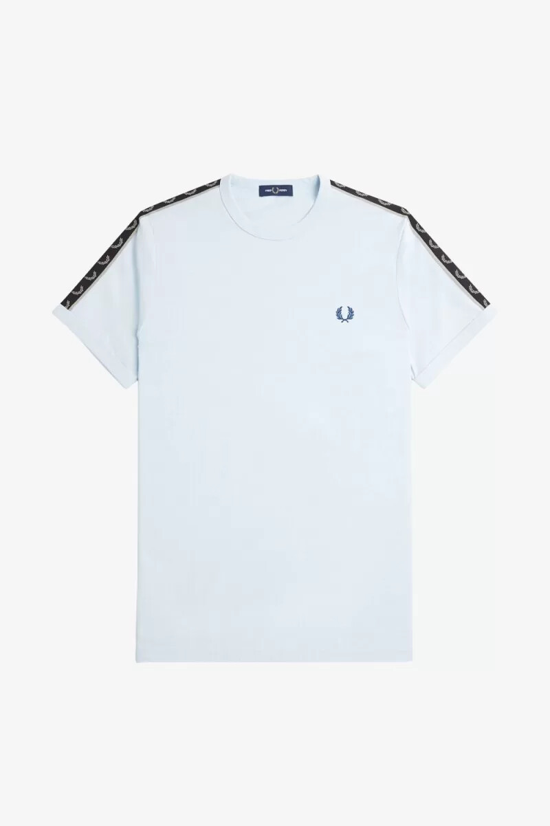 fred perry contrast tape ringer mens t-shirt light aqua warm grey