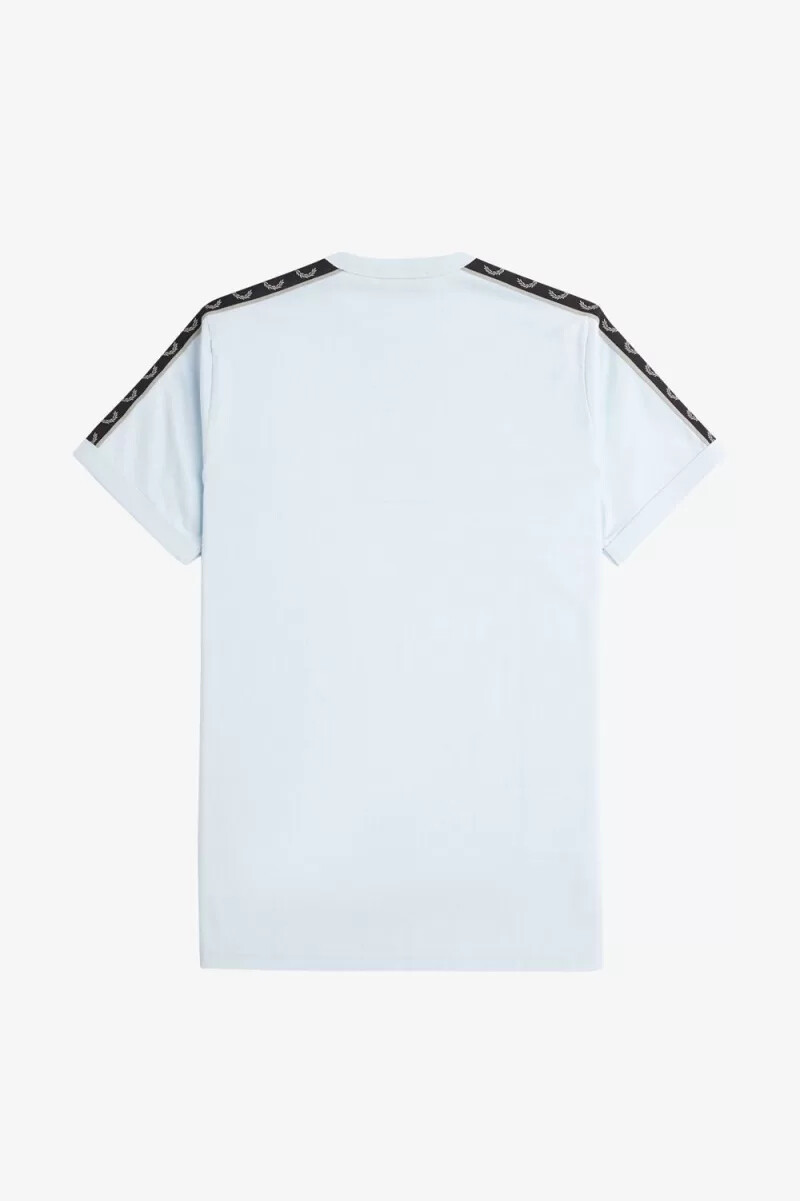 fred perry contrast tape ringer mens t-shirt light aqua warm grey