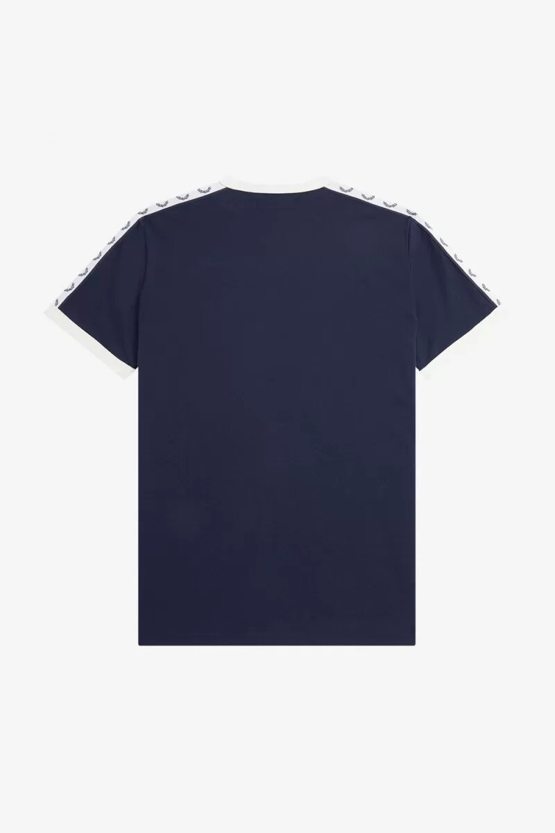 fred perry taped ringer mens t-shirt carbon blue