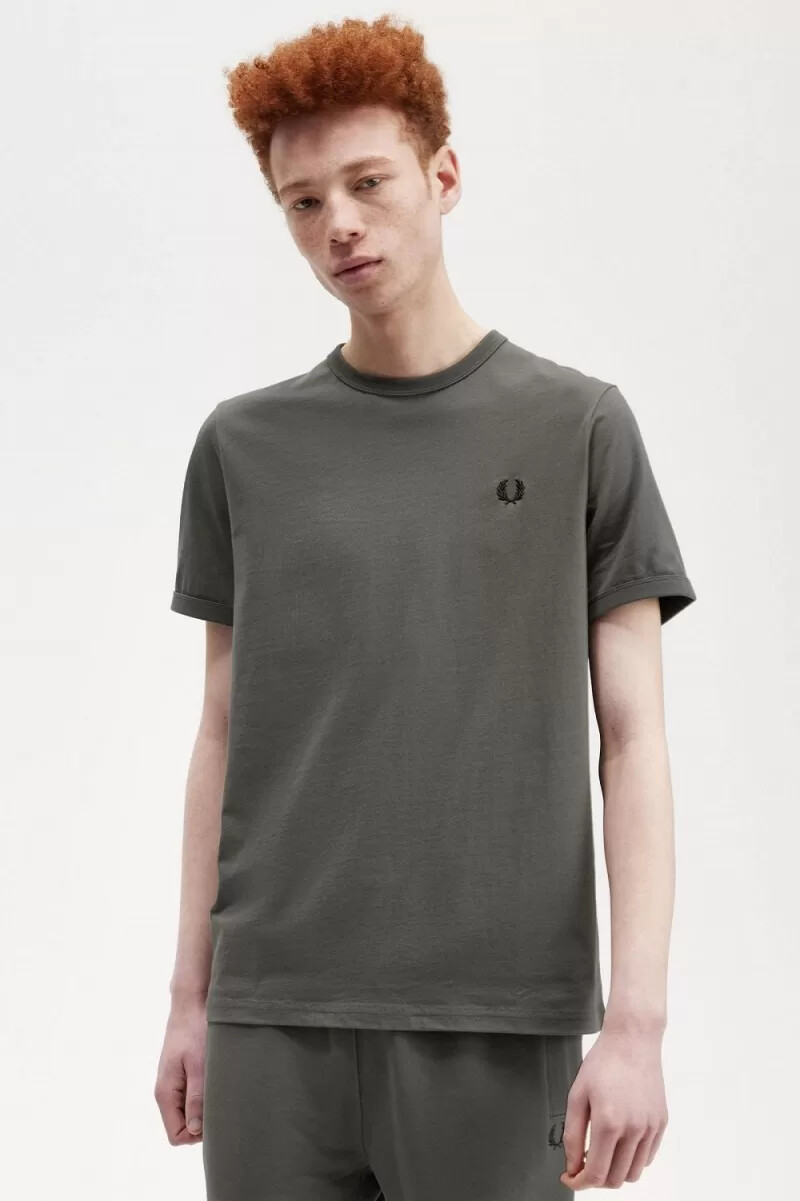 fred perry ringer mens t-shirt field green