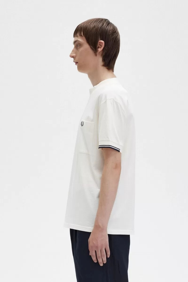 fred perry tipped sleeve mens t-shirt beige