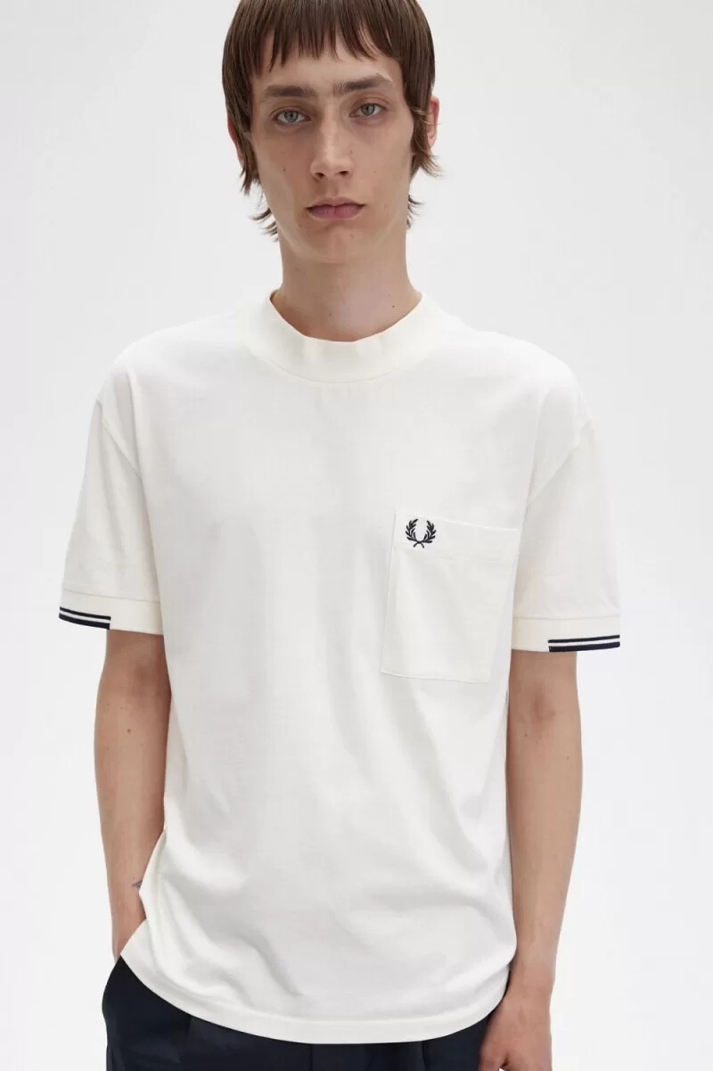 fred perry tipped sleeve mens t-shirt beige