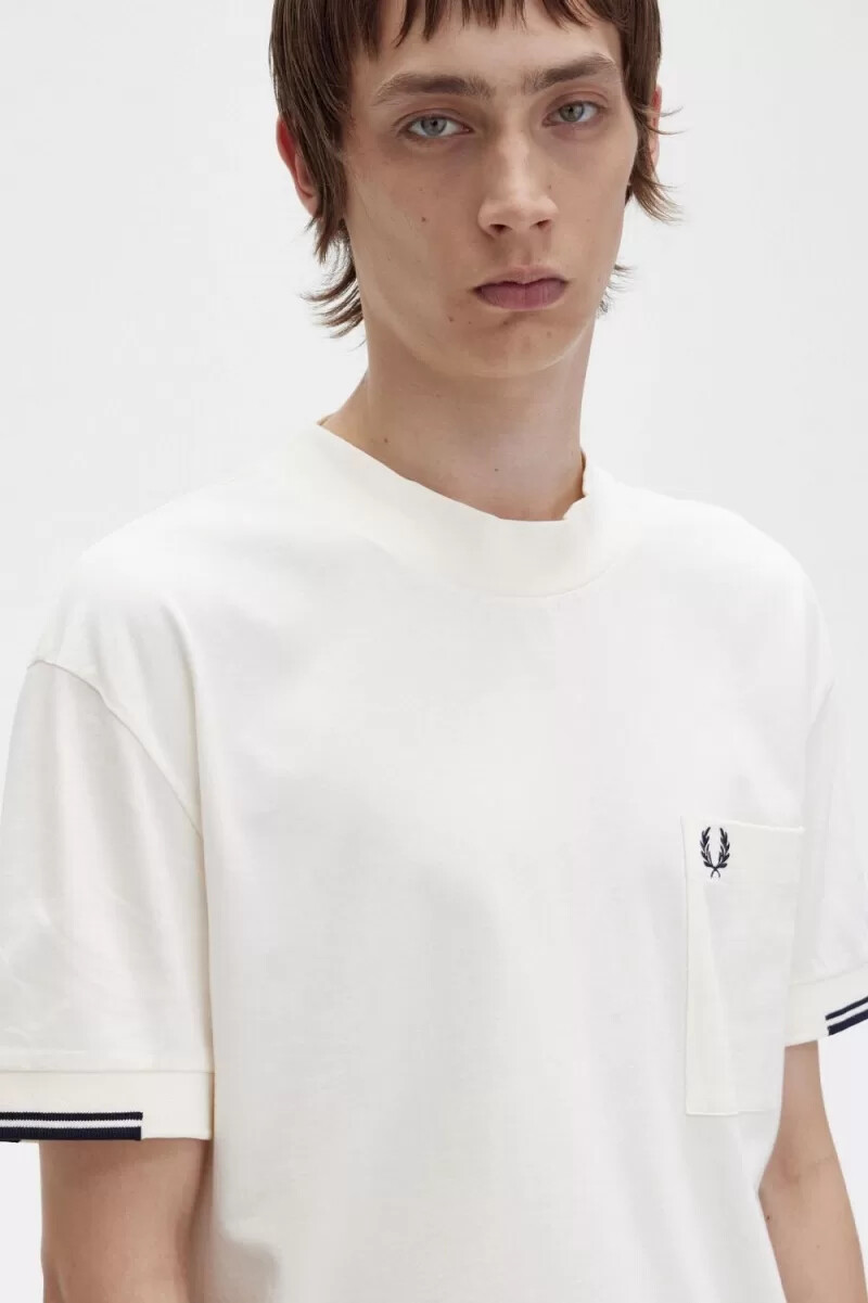 fred perry tipped sleeve mens t-shirt beige