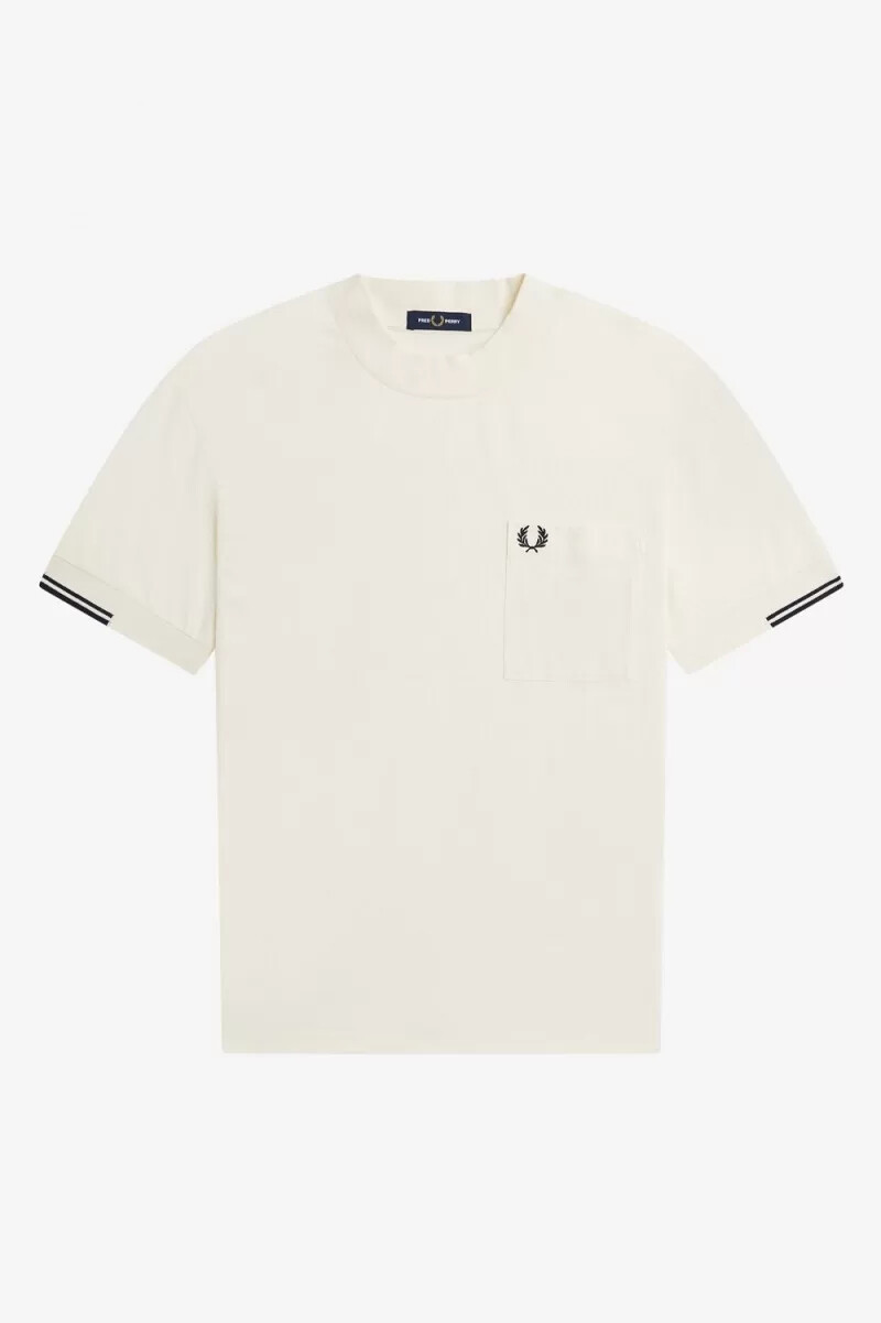 fred perry tipped sleeve mens t-shirt beige