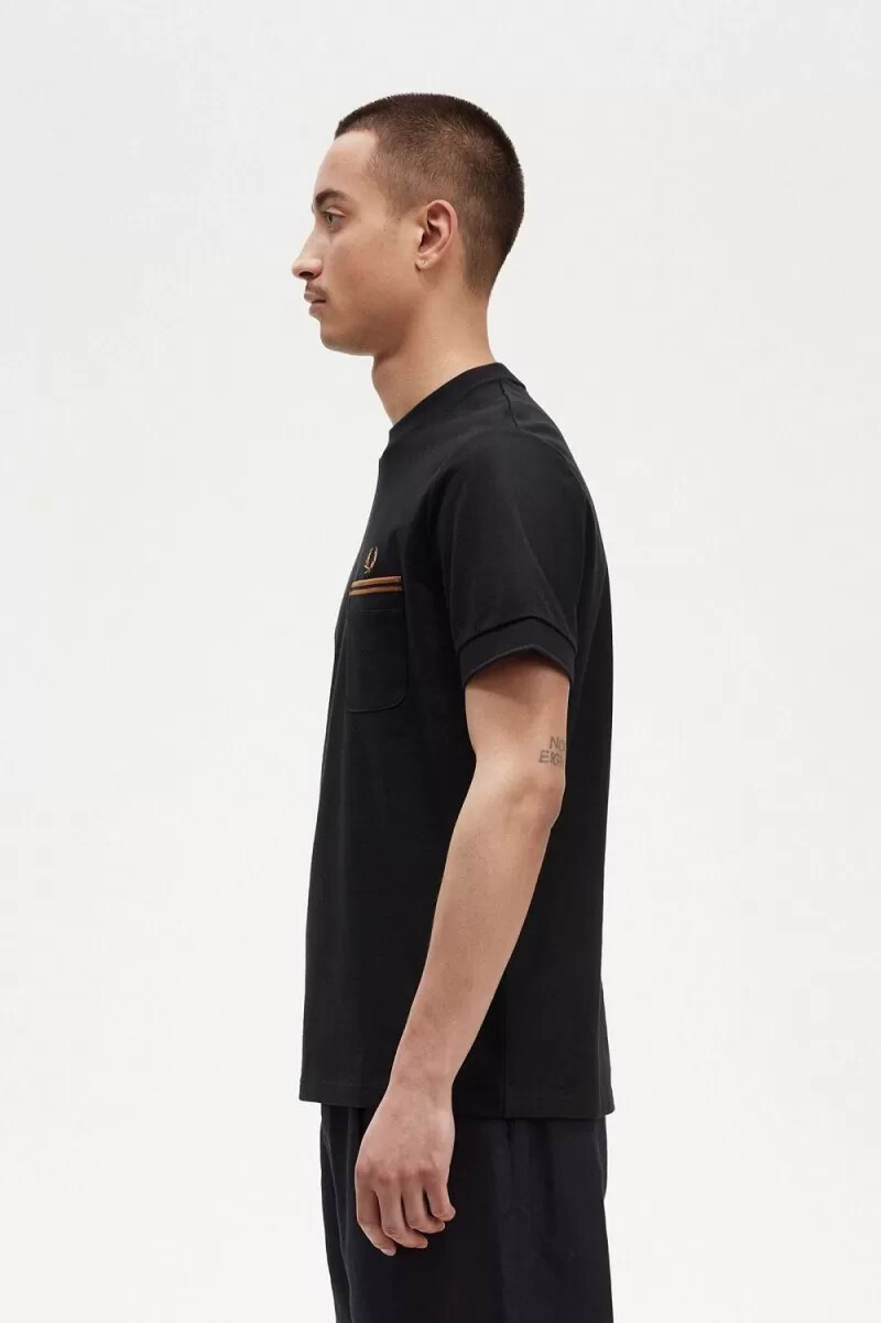 fred perry twin tipped pocket mens t-shirt black
