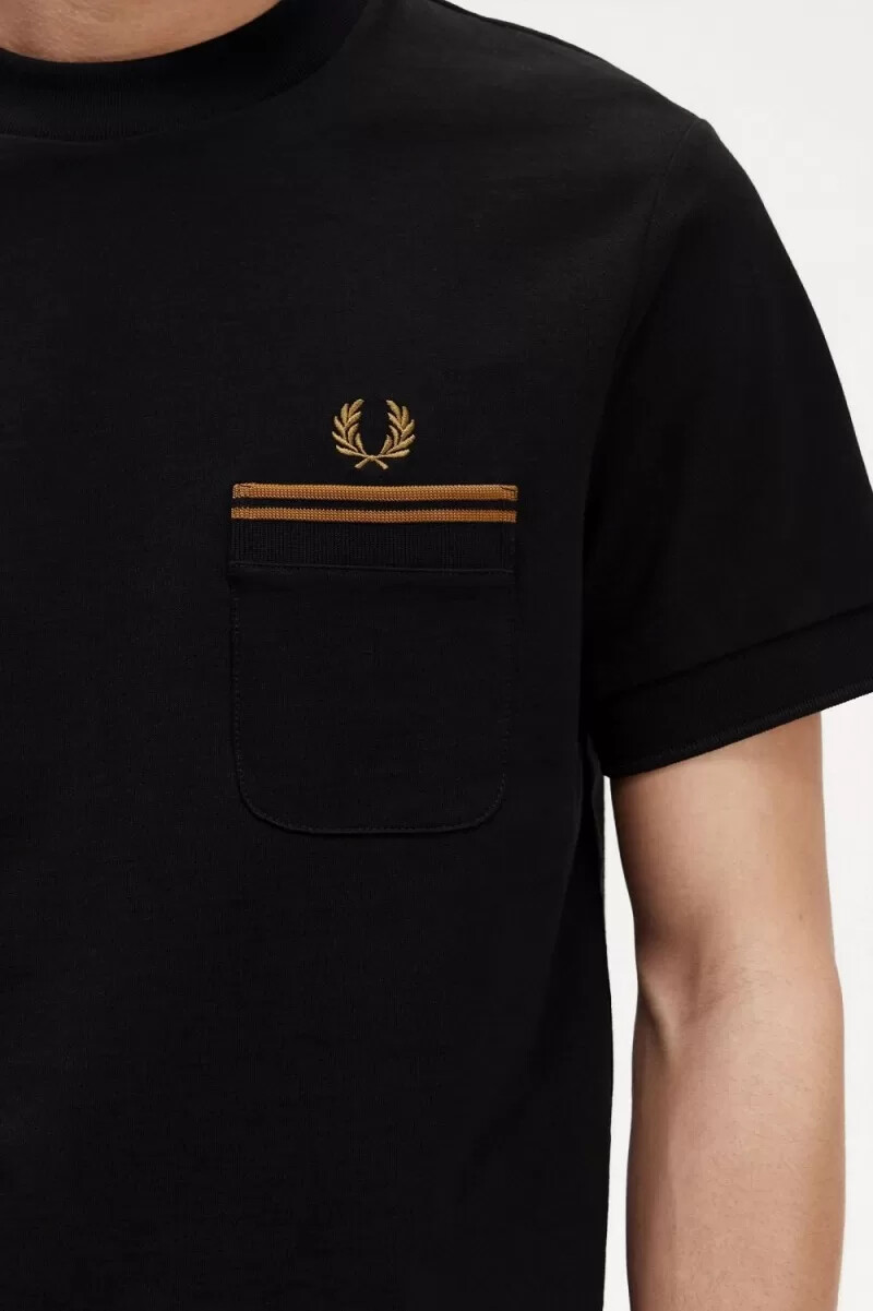fred perry twin tipped pocket mens t-shirt black