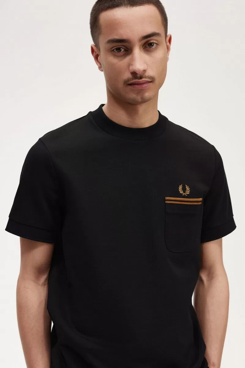 fred perry twin tipped pocket mens t-shirt black