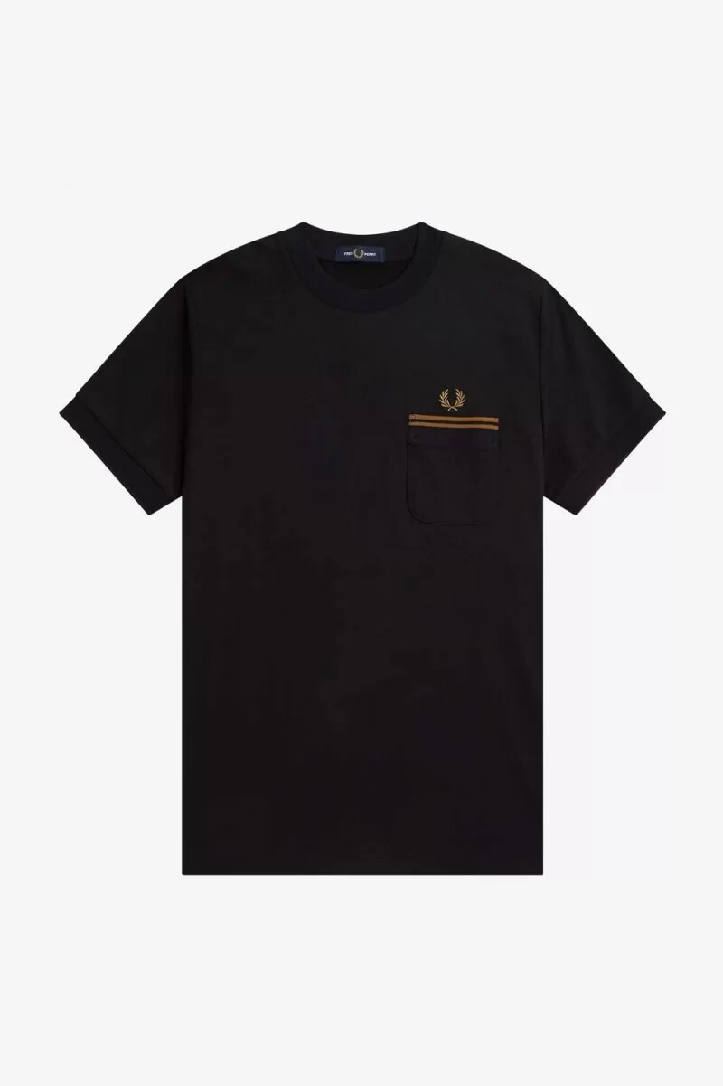 fred perry twin tipped pocket mens t-shirt black