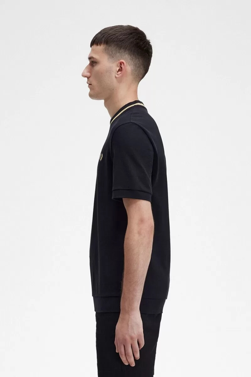 fred perry crew neck piqué mens t-shirt black
