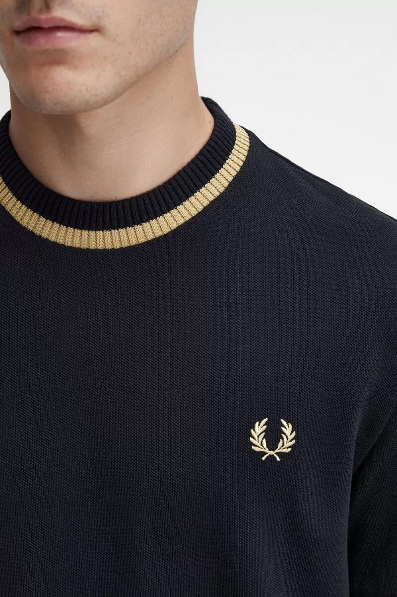 fred perry crew neck piqué mens t-shirt black