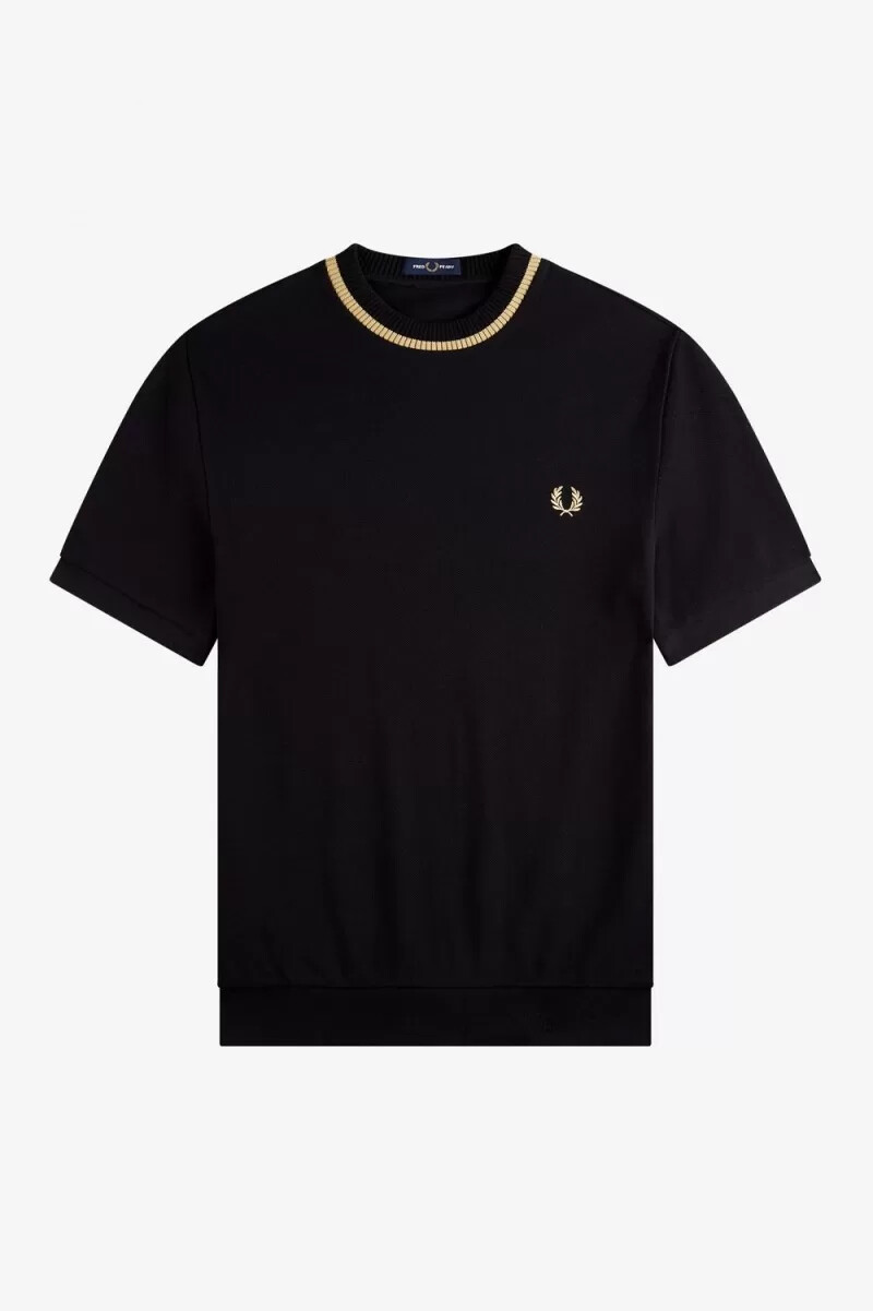 fred perry crew neck piqué mens t-shirt black