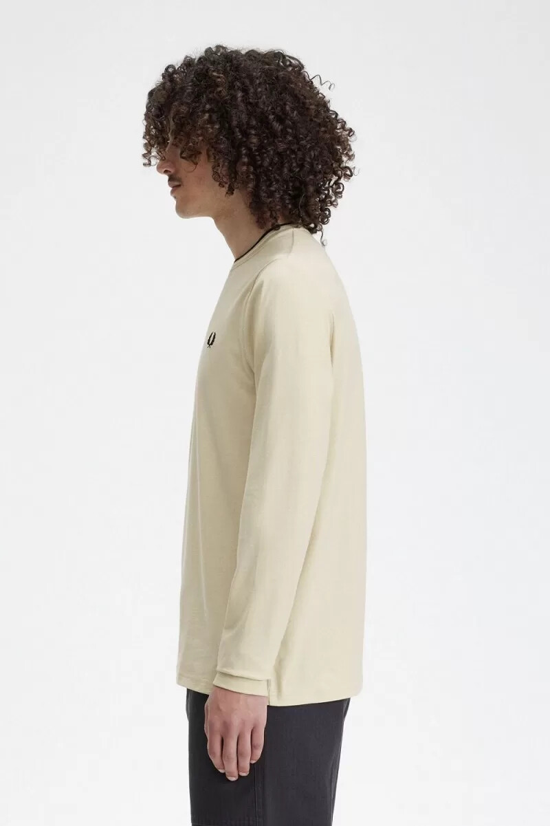 fred perry twin tipped mens t-shirt oatmeal beige black