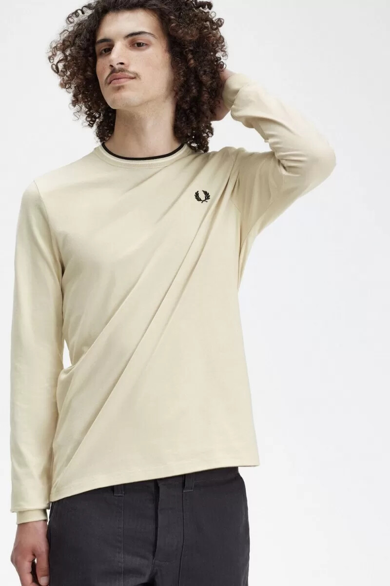 fred perry twin tipped mens t-shirt oatmeal beige black