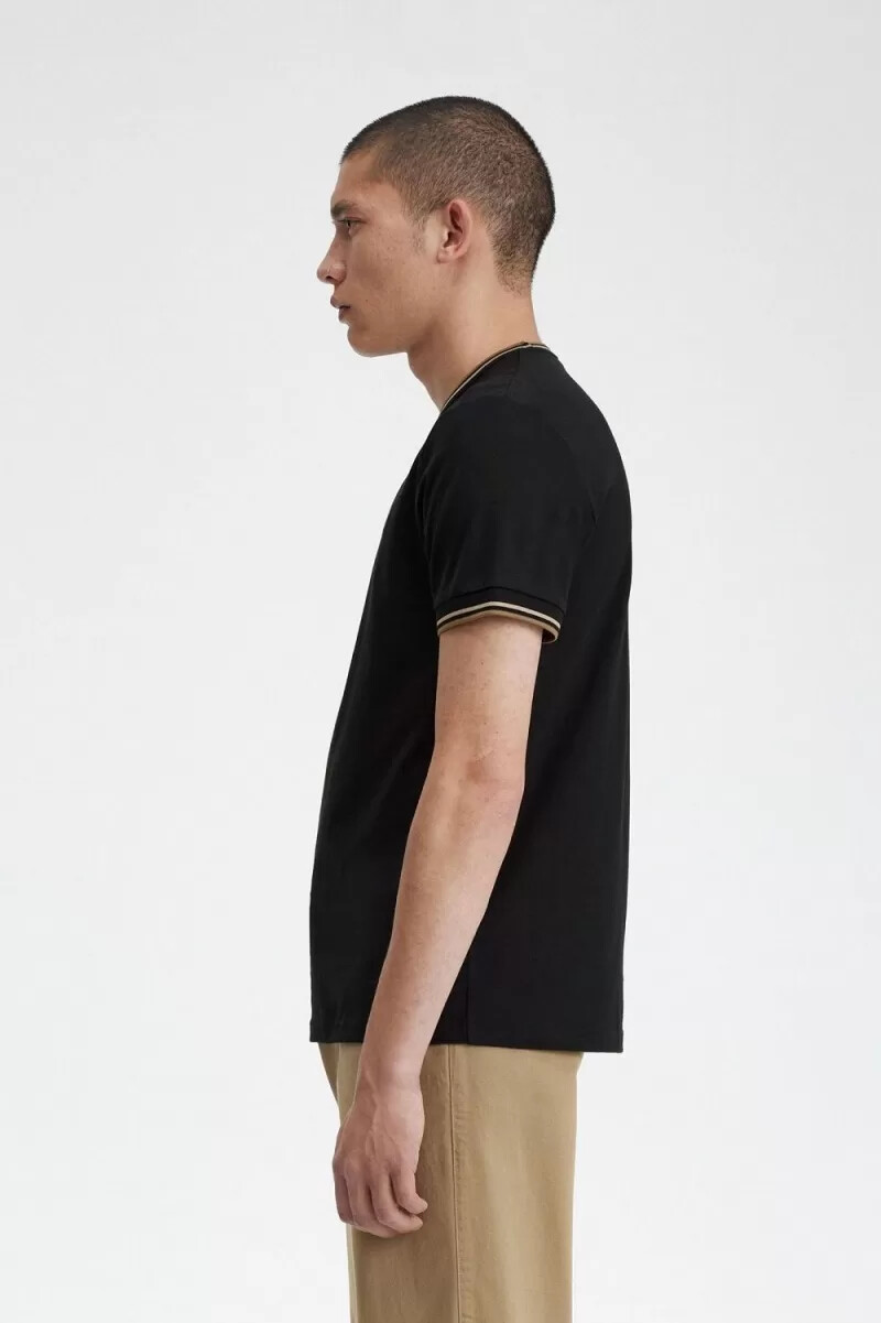 fred perry twin tipped mens t-shirt black green brown