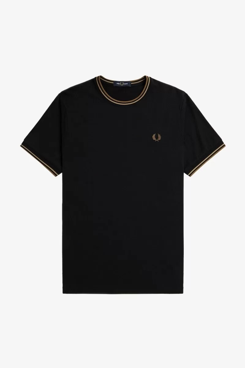 fred perry twin tipped mens t-shirt black green brown