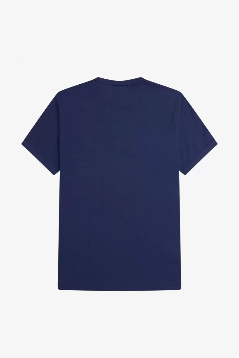 fred perry ringer mens t-shirt french navy snow white