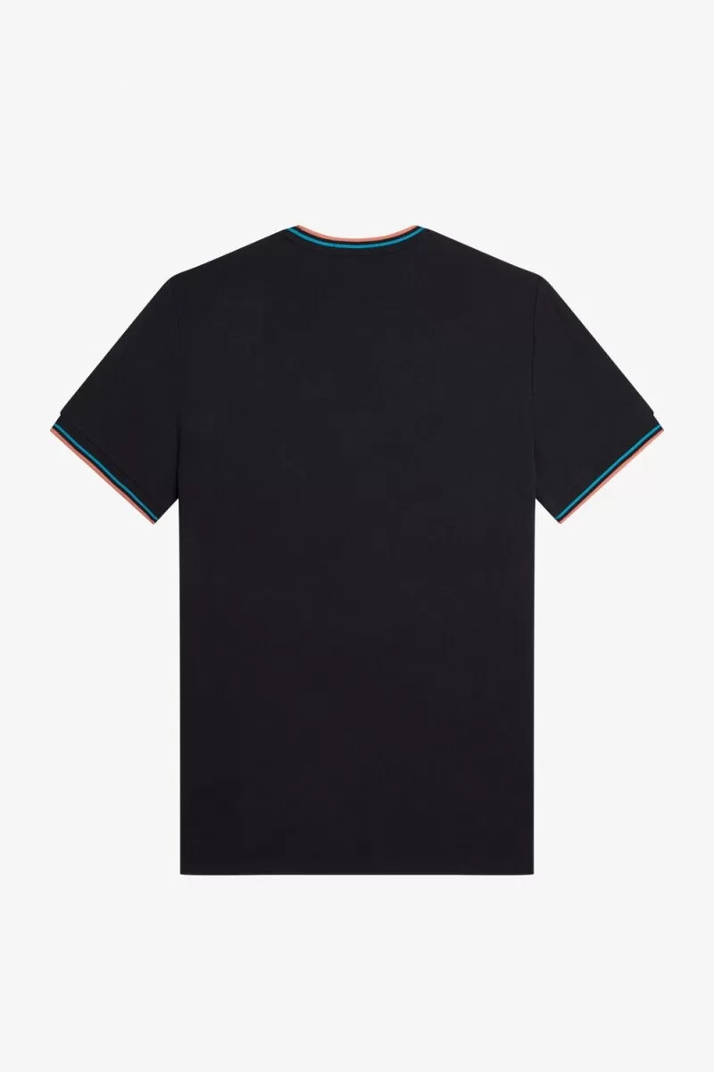 fred perry twin tipped mens t-shirt black cyber blue light rust