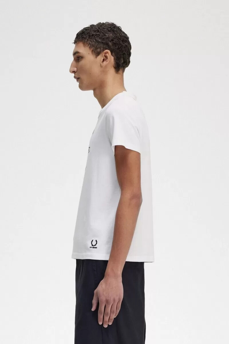 fred perry printed slim-fit mens t-shirt white