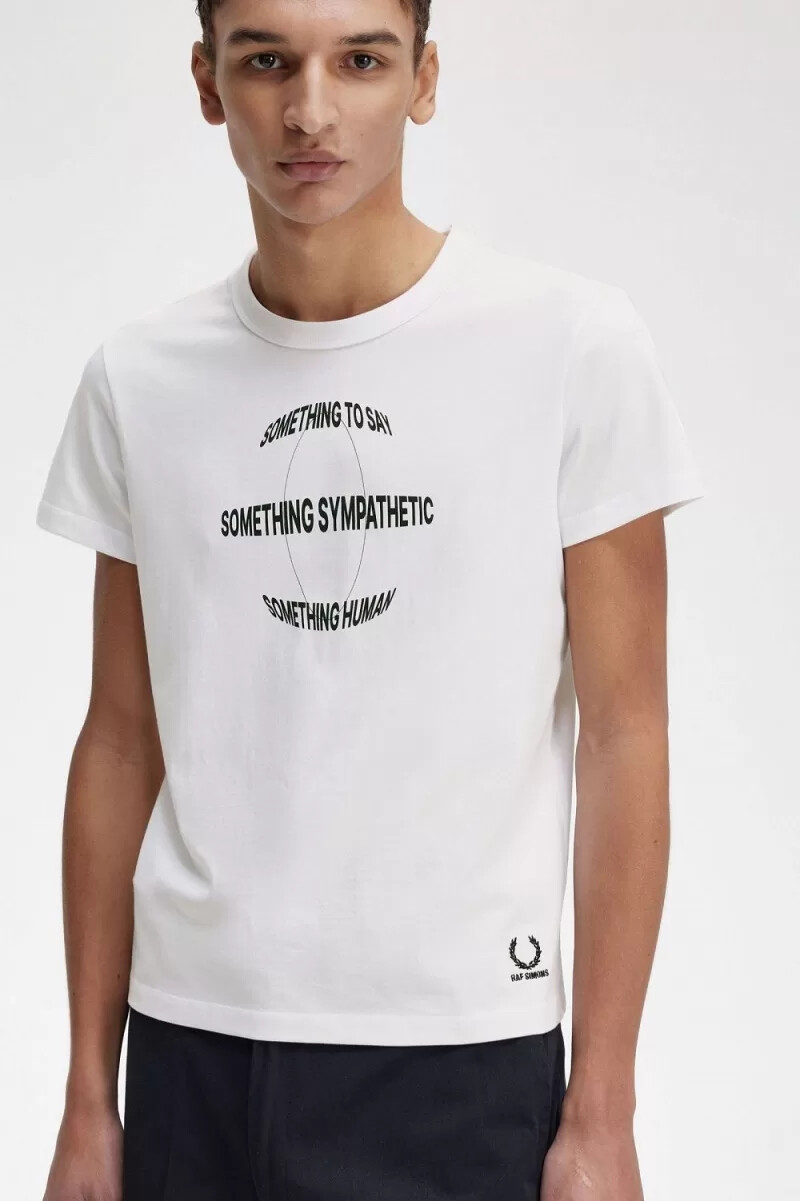 fred perry printed slim-fit mens t-shirt white