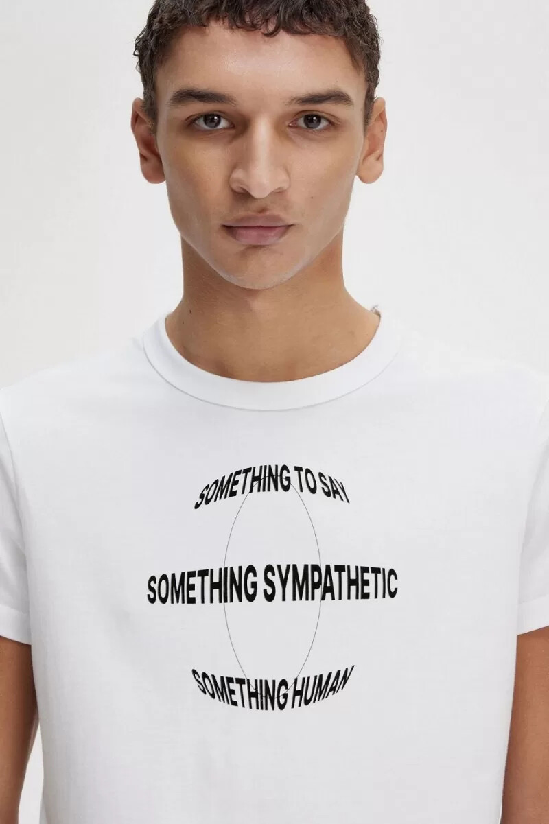 fred perry printed slim-fit mens t-shirt white